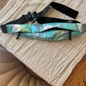NWOT Free People Movement Iridescent Holographic Belt Bag - Blue